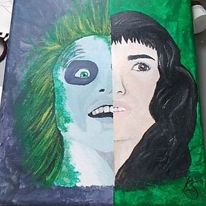Painting of Beetlejuice and Wynona Rider